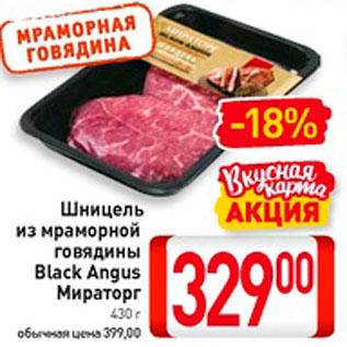 Акция - Шницель из мраморной говядины Black Angus Мираторг