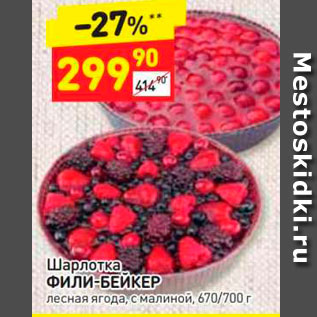 Акция - Шарлотка Фили-БЕЙКЕР лесная ягода, с малиной, 670-700 г 
