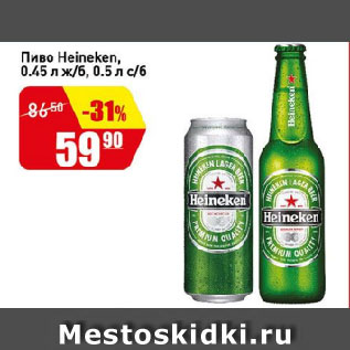 Акция - Пиво Heineken, ж/б, с/б