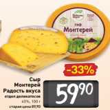 Билла Акции - Сыр
Монтерей
Радость вкуса
отдел деликатесов
45%, 100 г