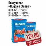 Магазин:Монетка,Скидка:Подгузники «Huggies classic»