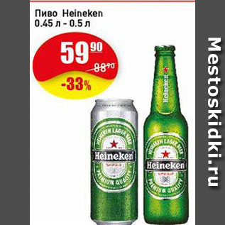 Акция - Пиво Heineken