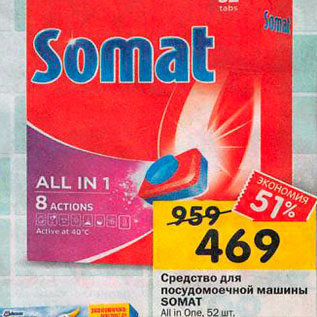 Акция - Средство для посудомоечной машины Somat