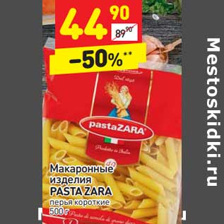 Акция - Макаронные изделия Pasta Zara перья короткие