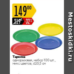 Акция - Тарелка одноразовая, 100 шт