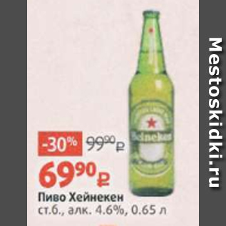 Акция - Пиво Хейнекен 4,6%