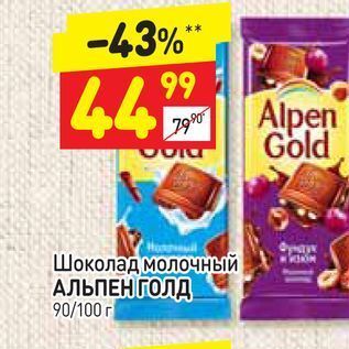 Акция - Шоколад молочный Альпен Голд