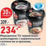 Магазин:Окей,Скидка:Мороженое TU черничное /шоколадное с карамельным топингом и орехами 