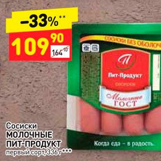 Акция - Сосиски МОЛОЧНЫЕ МД БОРОДИНА Пит-продукт