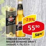 Пивной напиток Miller Genuine Draft светлый 4,7%