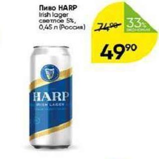 Акция - Пиво НARP Irish lager