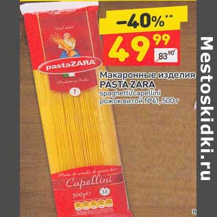 Акция - Макаронные изделия Pasta Zara