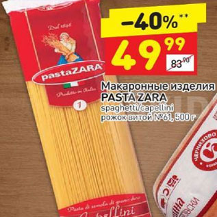 Акция - Макаронные изделия Pasta Zara