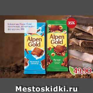 Акция - Шоколад Alpen Gold молочный, молочный с фундуком