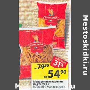 Акция - Макаронные изделия Pasta Zara