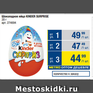 Акция - Шоколадное яйцо KINDER SURPRISE