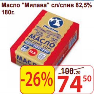 Акция - Масло "Милава" сл/слив 82,5%