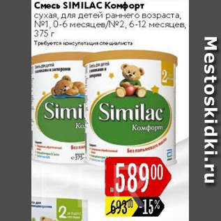 Акция - Смесь Similac Комфорт