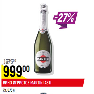 Акция - Вино Игристое Martini Asti 7%