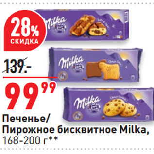 Акция - Печенье/ Пирожное бисквитное Milka