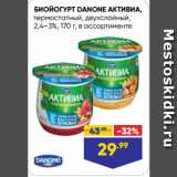 Лента супермаркет Акции - БИОЙОГУРТ DANONE АКТИВИА,
термостатный, двухслойный,
2,4–3%