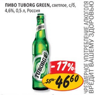 Акция - Пиво Tuborg Green светлое 4,6%