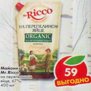 Акция - Майонез Mr. Ricco, на перепелином яйце, 67%