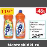 Магазин:Седьмой континент,Скидка:Средство для мытья посуды Аоs Россия