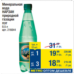 Акция - Минеральная вода НАРЗАН природной газации пэт