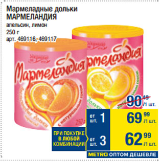 Акция - Мармеладные дольки МАРМЕЛАНДИЯ апельсин, лимон