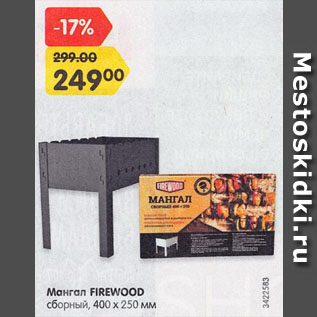 Акция - Мангал FIREWOOD сборный, 400 х 250 мм