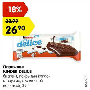 Акция - Пирожное Kinder Delice