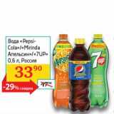 Магазин:Седьмой континент, Наш гипермаркет,Скидка:Вода «Pepsi-Cola»/«Mirinda Апельсин»/«7UP» 