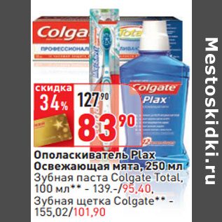 Акция - Ополаскиватель Plax Освежающая мята, 250 мл