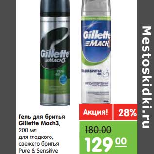 Акция - Гель для бритья Gillette Mach3