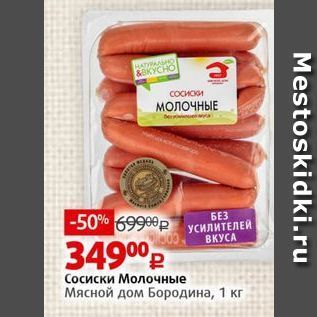 Акция - Сосиски Молочные Мясной дом Бородина