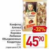 Магазин:Билла,Скидка:Конфеты Аленка, Коровка Любимая Объединенные Кондитеры