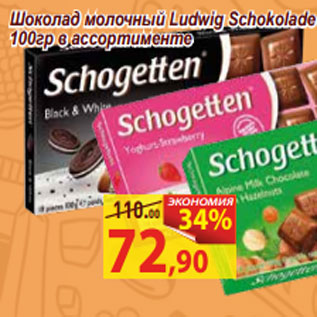 Акция - Шоколад молочный Ludwig Schokolade