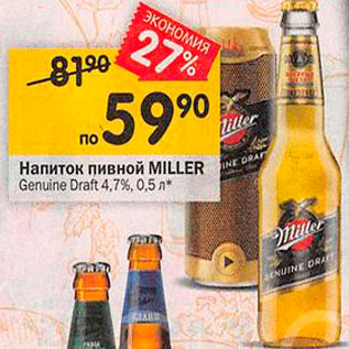 Акция - Напиток пивной Miller