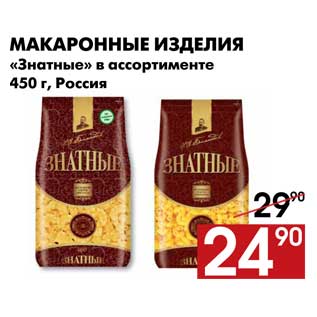 Акция - Макаронные изделия Знатные