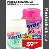 Магазин:Лента,Скидка:Резинка жевательная mentos 