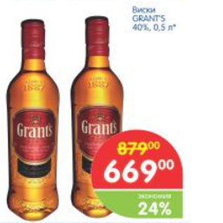 Акция - Виски GRANT`S 40%