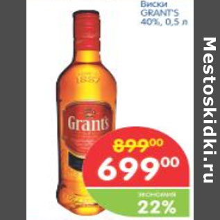 Акция - Виски GRANT`S 40%