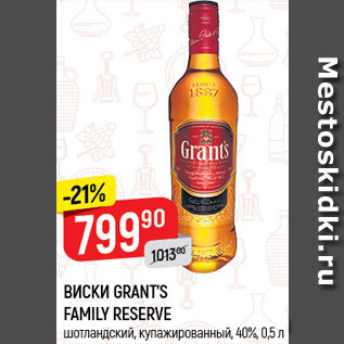 Акция - Виски Grants Family Reserve