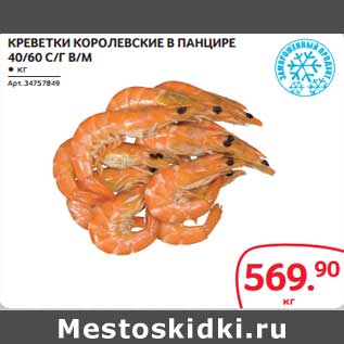 Акция - Креветки королевские в панцире 40/60 с/г в/м