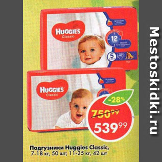 Акция - Подгузники Huggies Classic