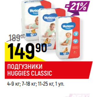 Акция - ПОДГУЗНИКИ HUGGIES CLASSIC