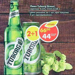 Акция - Пиво Tuborg Green светлое 4,6%