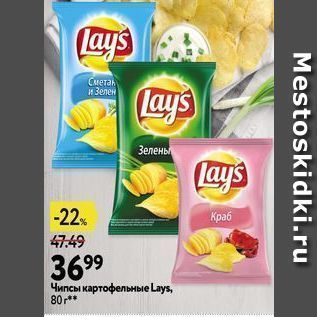 Акция - Чипсы картофельные Lays