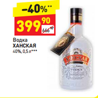 Акция - Водка Ханская 40%